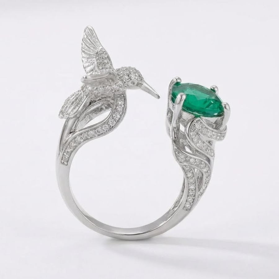Willow Design Green Stone Silver Plated Ring For Women | Refined Fashion Ring : 1834356816