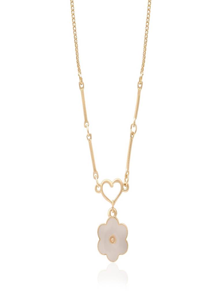 18K Gold Plated Chic Heart Floral Enamel Link Pendant Necklace Anti Allergenic For Women : SCDELNL0021