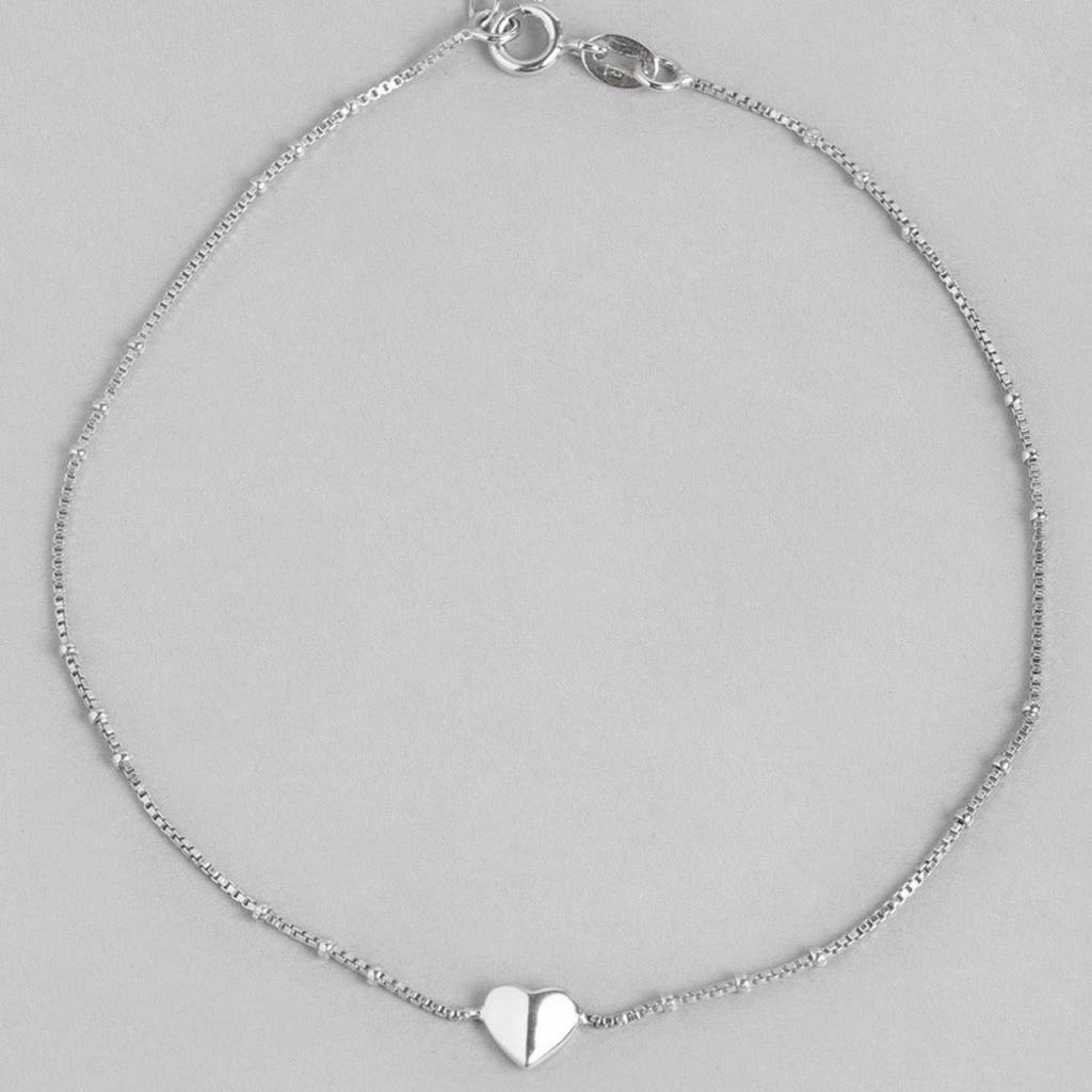 Delicate Heart 925 Sterling Silver Anklets : ANK-60137-PAIR