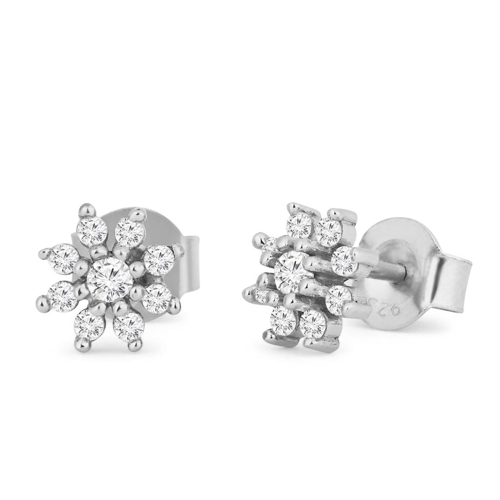 Nakshatra Floral Studs 925 Silver Earrings : EAR-20131