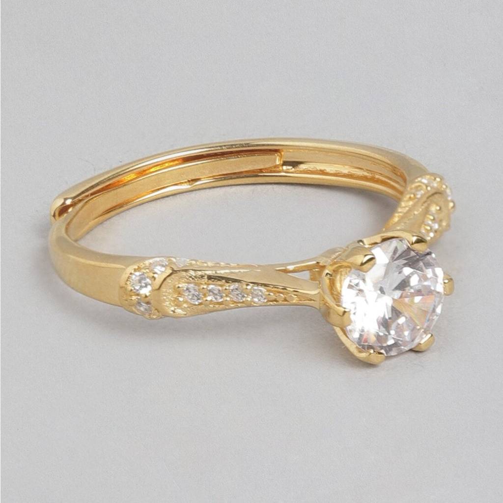 Gilded Allure Adjustable Gold Plated 925 Sterling Silver Ring (Adjustable) : RNG-40152