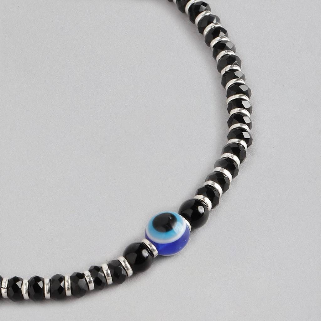 Beaded Evil Eye 925 Sterling Silver Bracelet : BR-80125