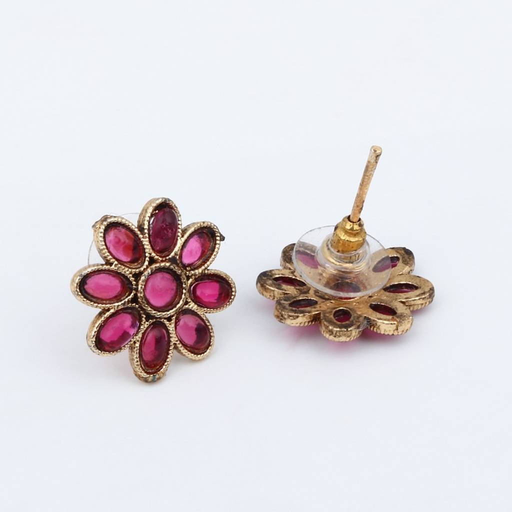 Gold Plated Delicate Double Layered Necklace Set : S24MRNKS485RED