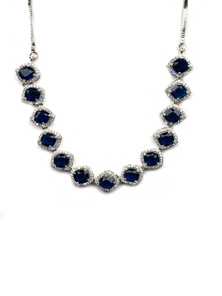 Â Eternal Sparkle:  Ad Sleek Necklace Set : AD132BLUE