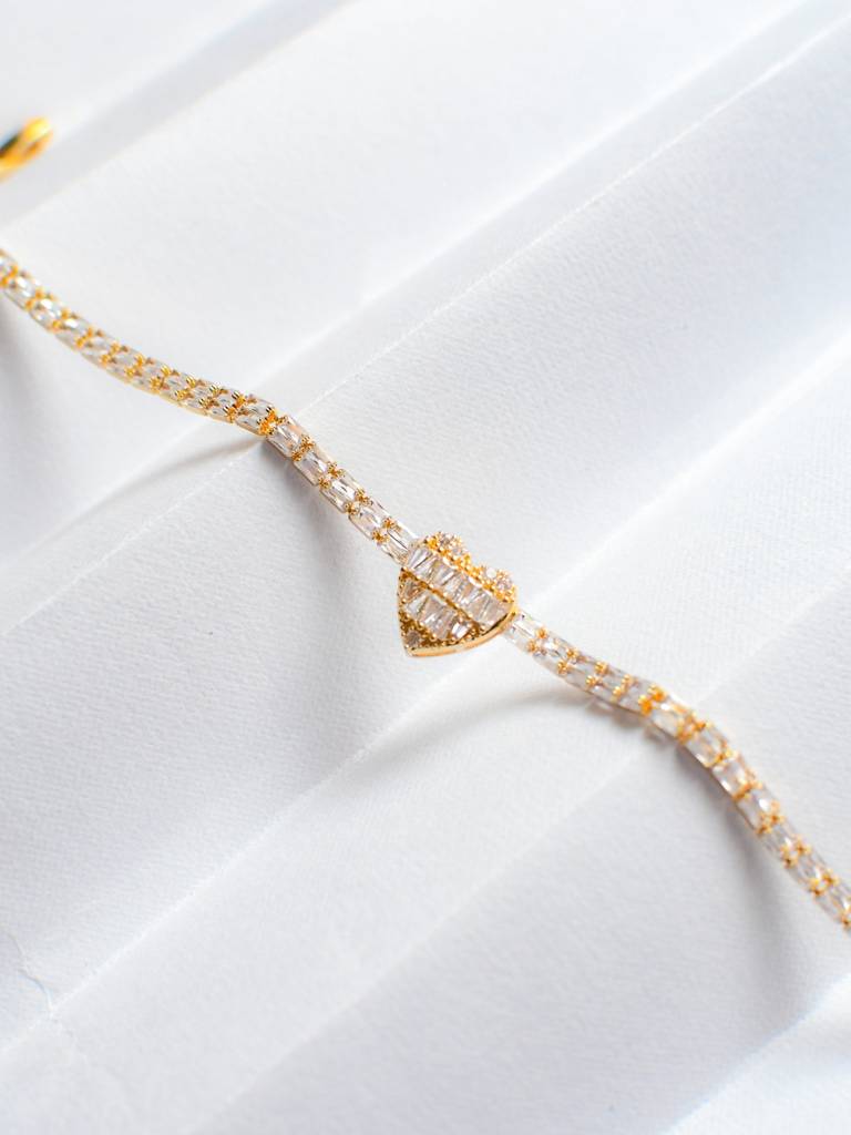 Heart Moissanite Tennis Bracelet Â 18Kt Gold Plated : ATCB530HMTB
