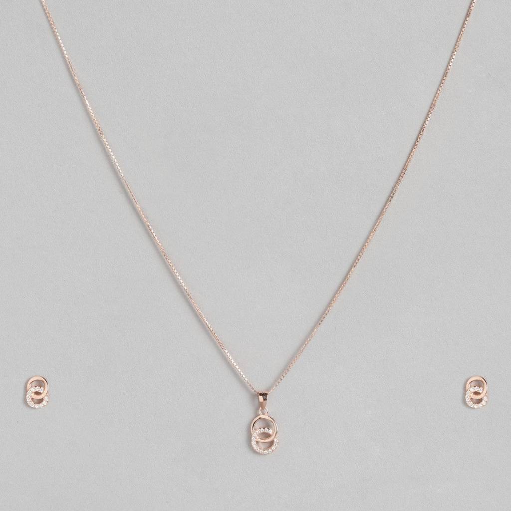 Duality In Gold 925 Sterling Silver Jewelry Set With Twin Circles : JS-70022_C-G