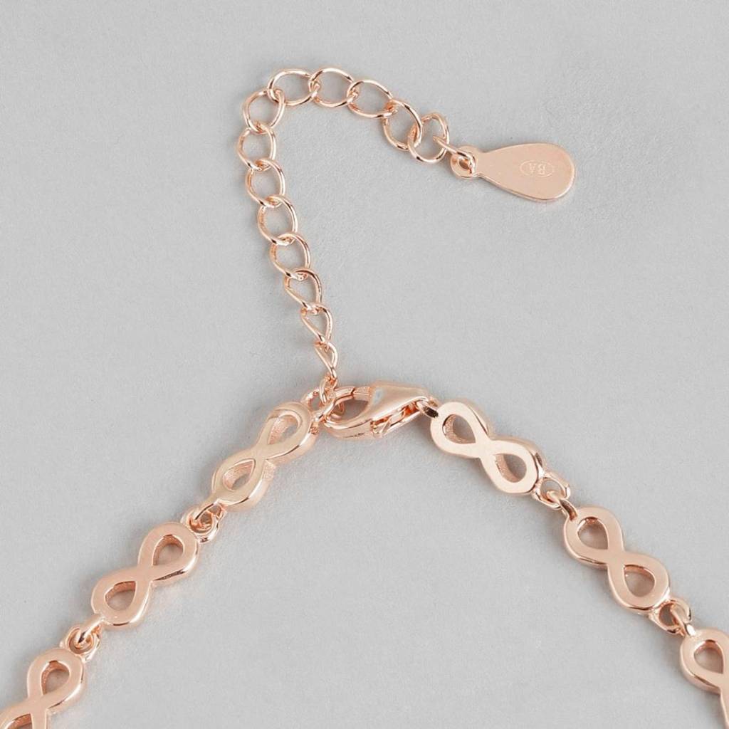 Infinity 925 Silver Bracelet In Rose Gold : BR-80114
