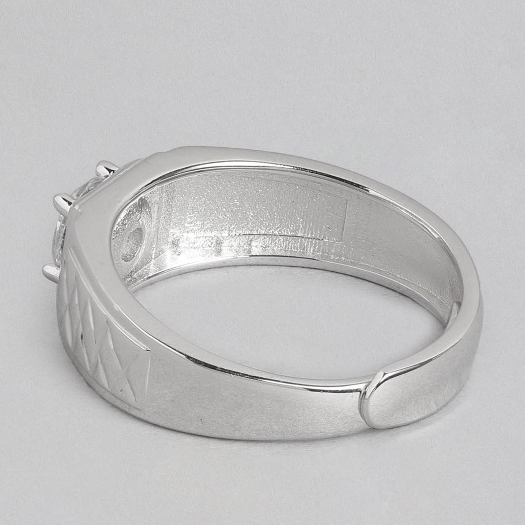 Elegant Solitaire 925 Sterling Silver Ring For Him (Adjustable) : RNG-40076