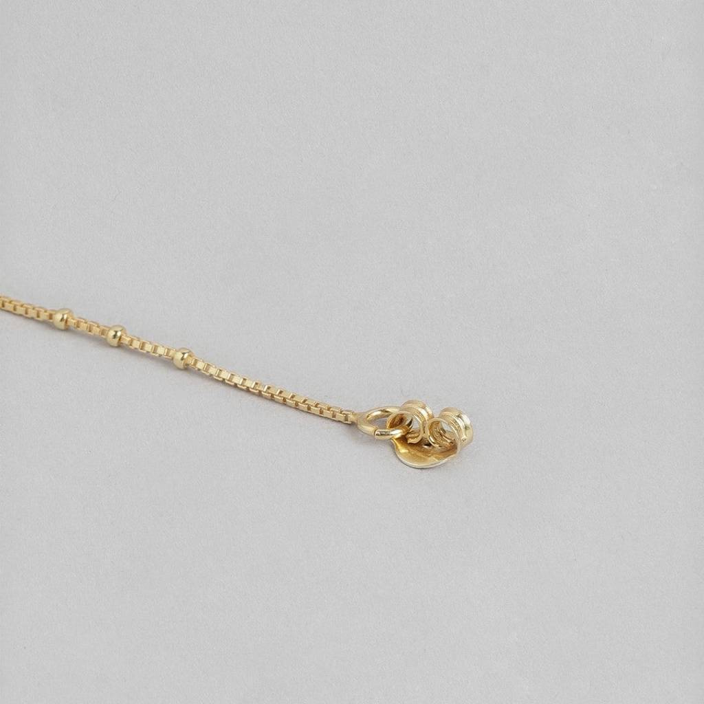 Golden Cascade 925 Sterling Silver Stud Earrings With Drop Chain Look : EAR-20424