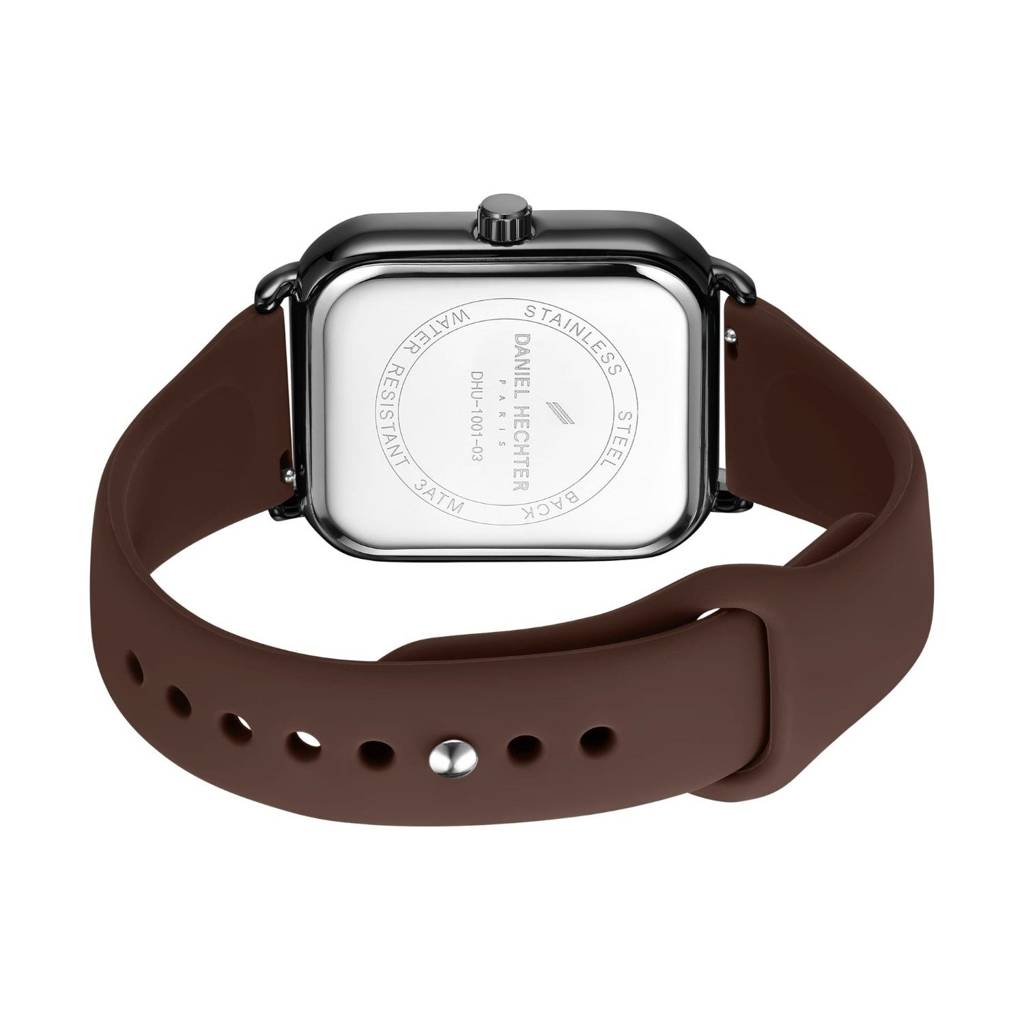 Daniel Hechter Paris Montmartre Unisex Multifunction Square Watch Â Black Dial With Day-Date & 24-Hour Subdial : DHU-1001-03