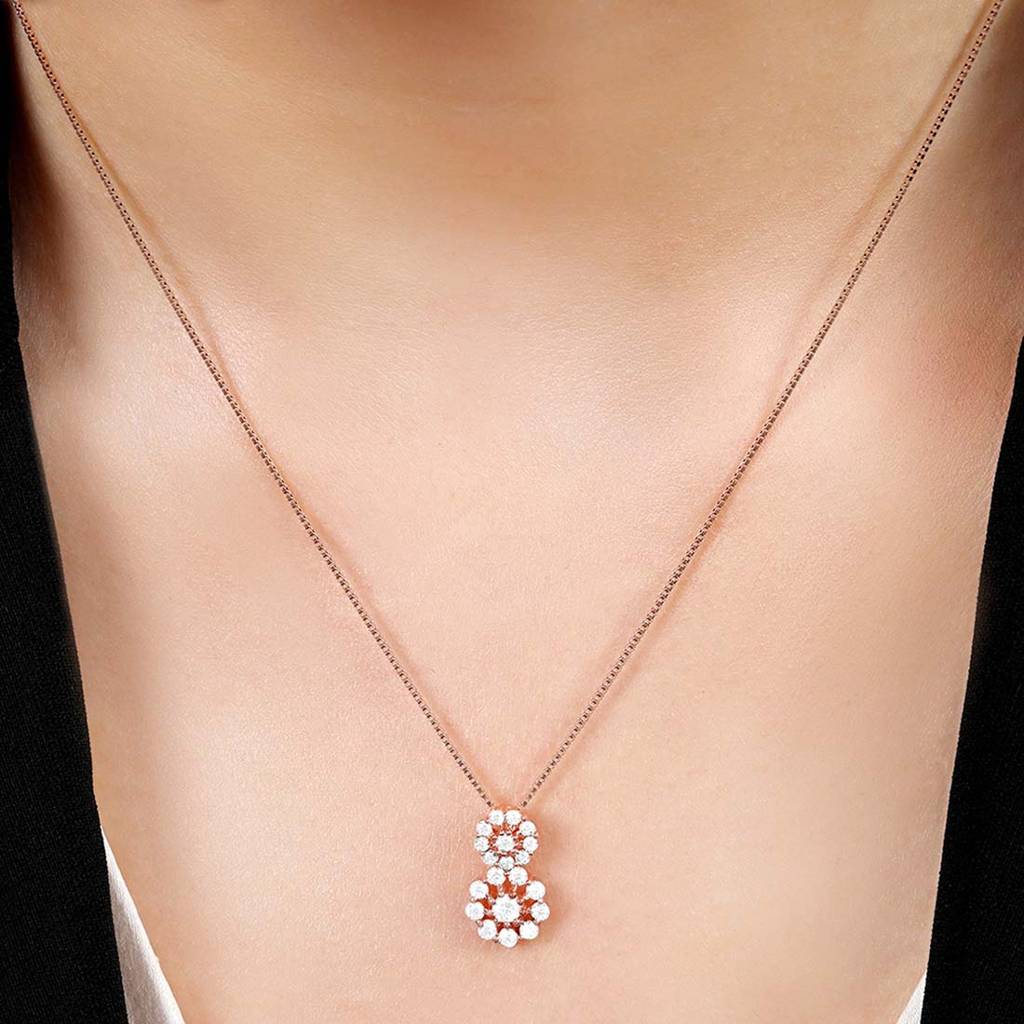 Dazzling Array Rose Gold Plated 925 Sterling Silver Women'S Pendant : PEN-30061-C-RG