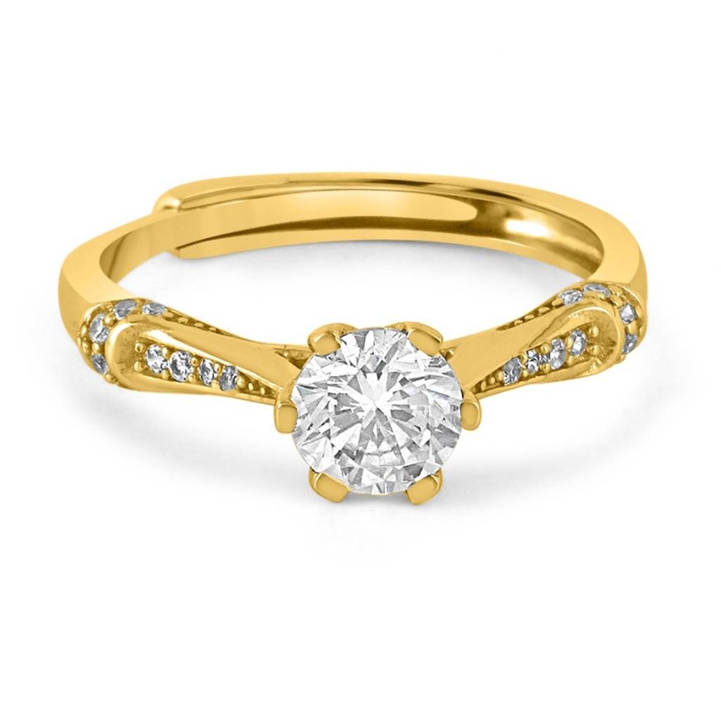 Golden Unity - His And Hers Gold Plated Couple Ring Set (Adjustable) : CJS-10058