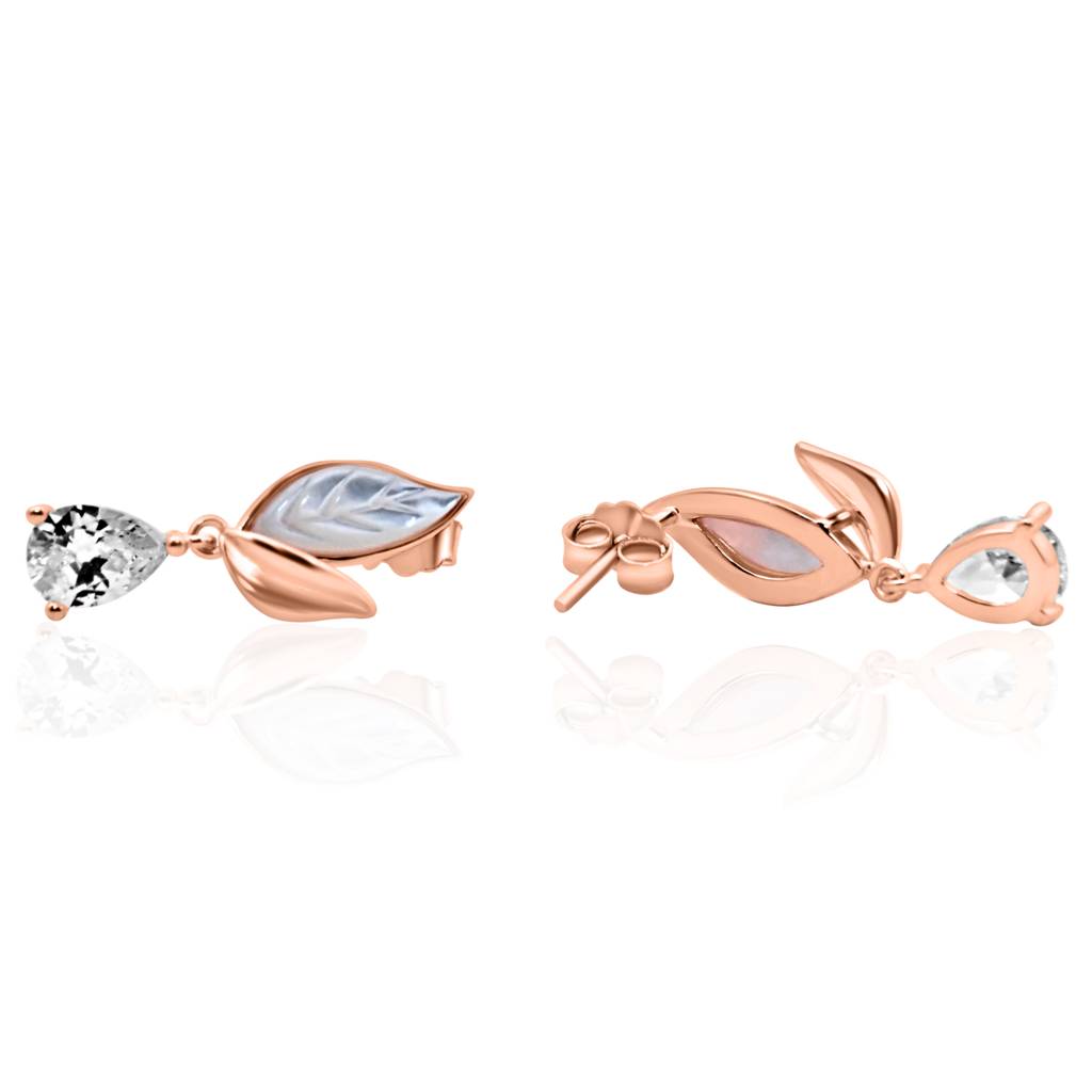 925 Pure Silver Zircon Studded Rose Gold Chain Pendant Set-Cps1022 : CPS1022