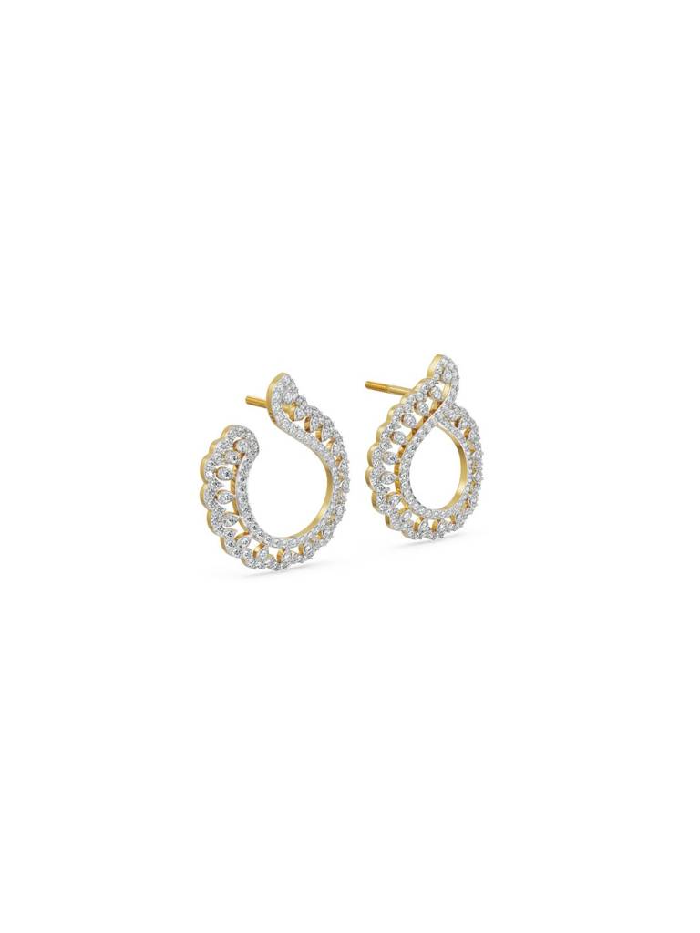Feather Shaped Diamond Earrings : E981
