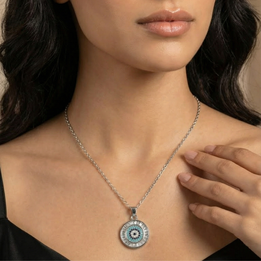 Evil Eye Pendant Necklace For Women – Protective Eye Design With Elegant Minimal Finish | Premium Spiritual & Fas : 8046531763
