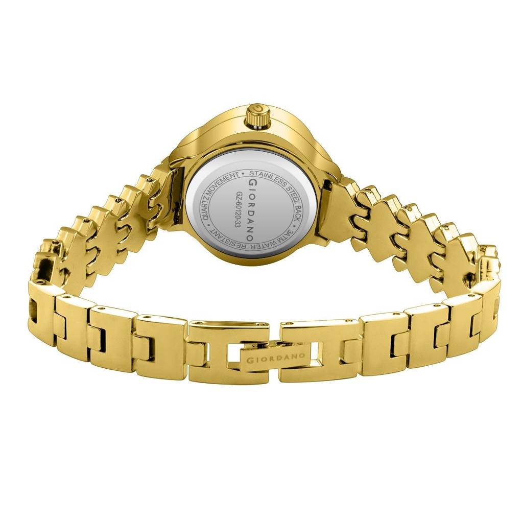 Giordano Luxury Crystal Watch For Women, Stainless Steel Strap, Diamond-Studded Bezel, Elegant Dress Timepiece : GZ-60120-33