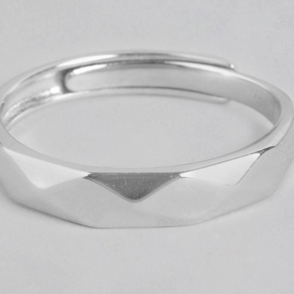 Pure Elegance Rhodium-Plated 925 Sterling Silver Men'S Classic Ring (Adjustable) : M-RNG-40282-R
