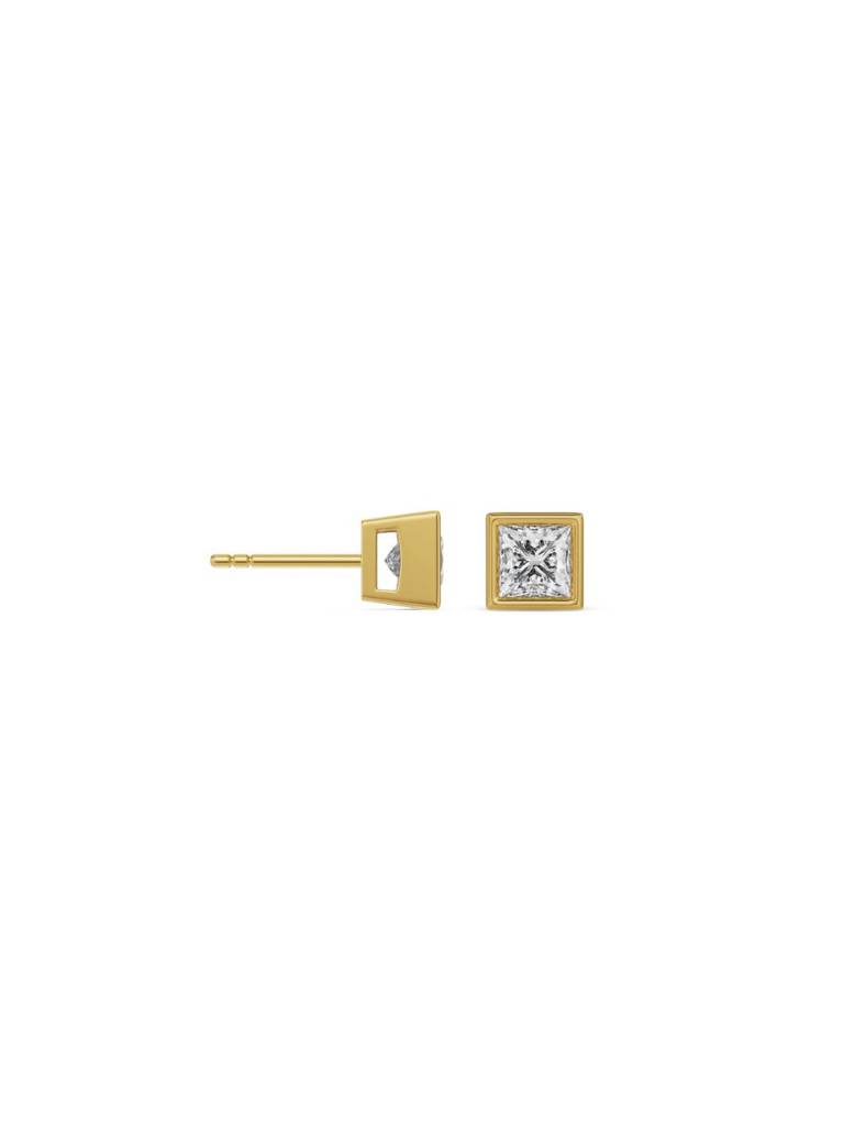 0.5 Ct Bezel Princess Solitaire Studs : E950