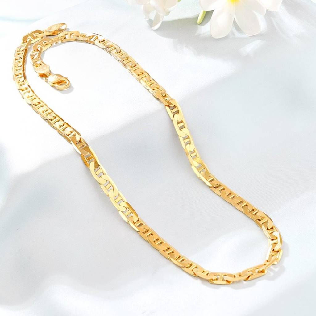 Refined 925 Sterling Silver Men'S Linked Gold Plated Chain : CH-10065-G-20-INCH