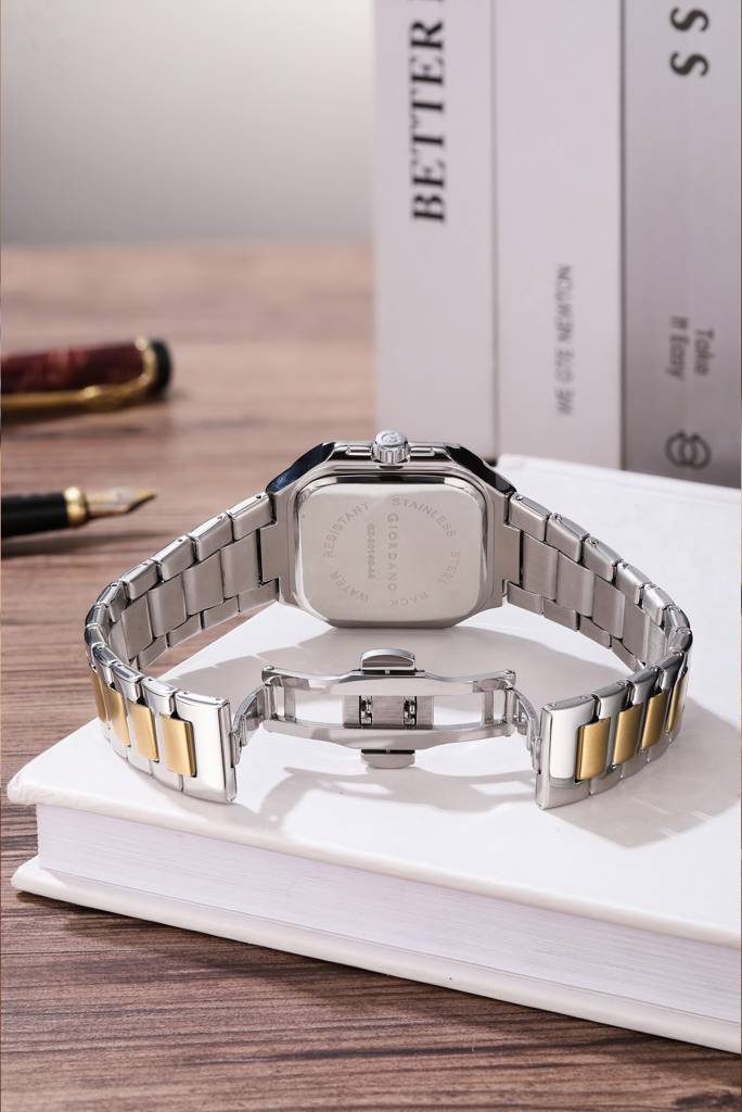 Giordano Square Formal Watch For Men – Textured Dial,Day & Date Display And Stylish Stainless Steel Strap : GZ-50140-44