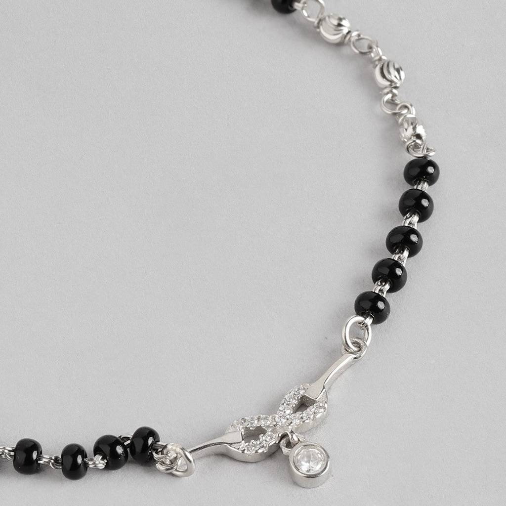 Infinity With Solitaire Drop 925 Silver Mangalsutra Bracelet : BR-80052-C