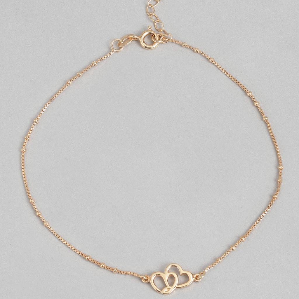 Hearts Rose-Gold Plated 925 Anklet : ANK-60131-PAIR