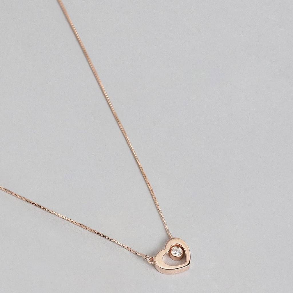 Elegant Heart Cz 925 Sterling Silver Necklace : NL-30123