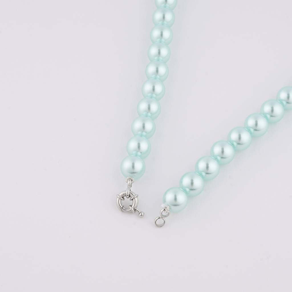 Powder Blue Pearls Necklace Set : PRMBS05