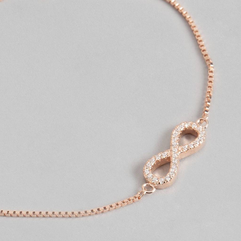 Rose Gold Minimal Infinity 925 Silver Bracelet : BR-80072