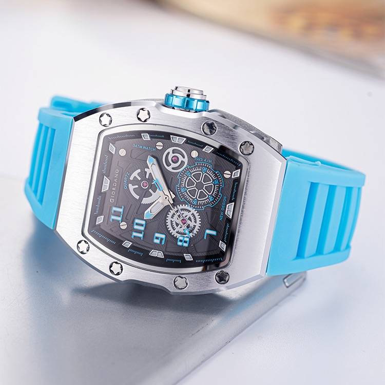 Giordano Sqaure Analog Casual Sporty Watch For Men – Mechanical-Inspired Design Dial, Quartz Movement, Silicon S : GZ-50150-04