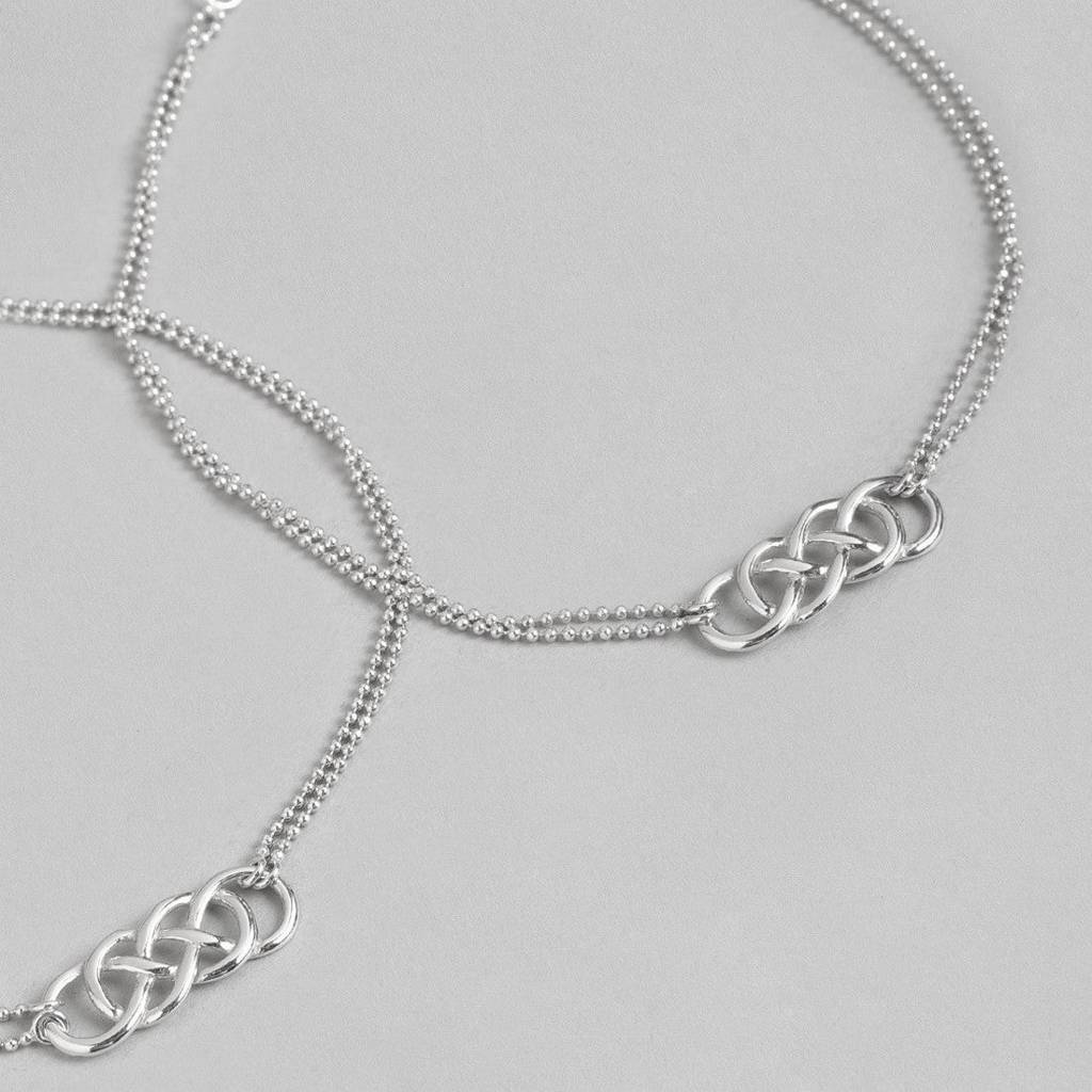 Double Infinity 925 Sterling Silver Anklets : ANK-60144-PAIR