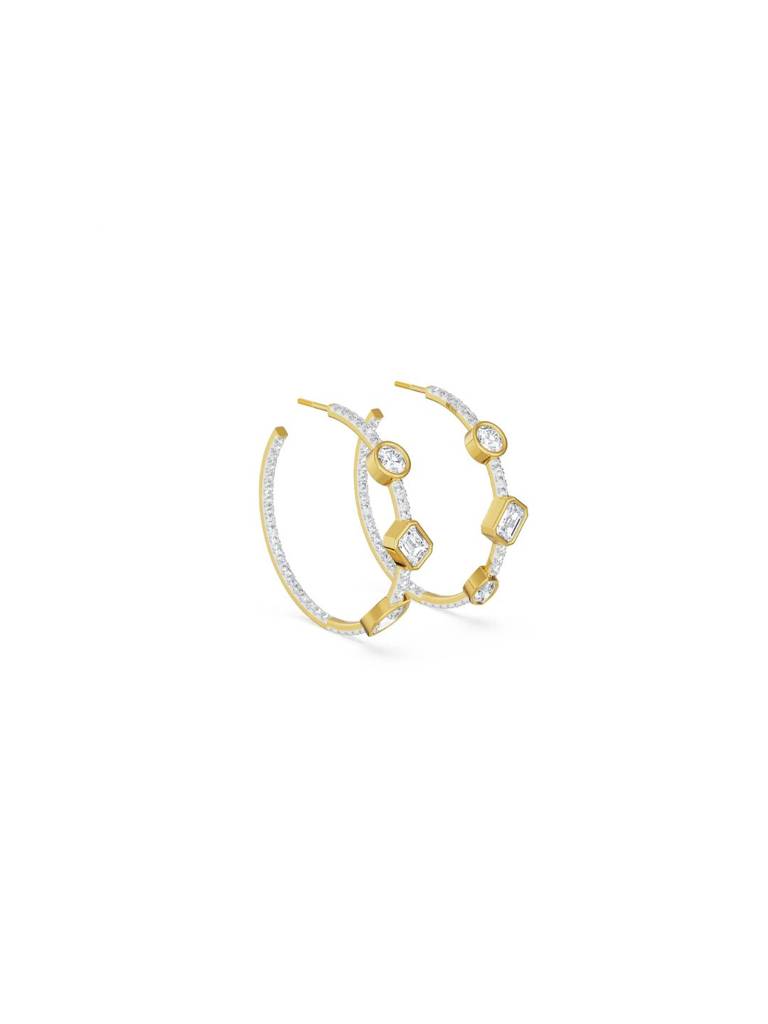 Trio Stone Diamond Hoops : E986
