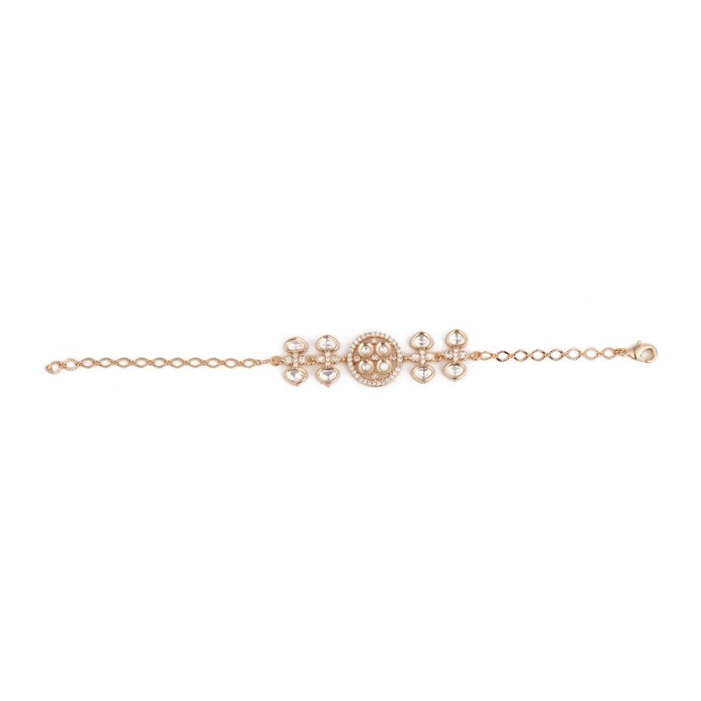 Elegant Gold-Tone Multi-Strand Kundan Bracelet : S24MRBR633GLD
