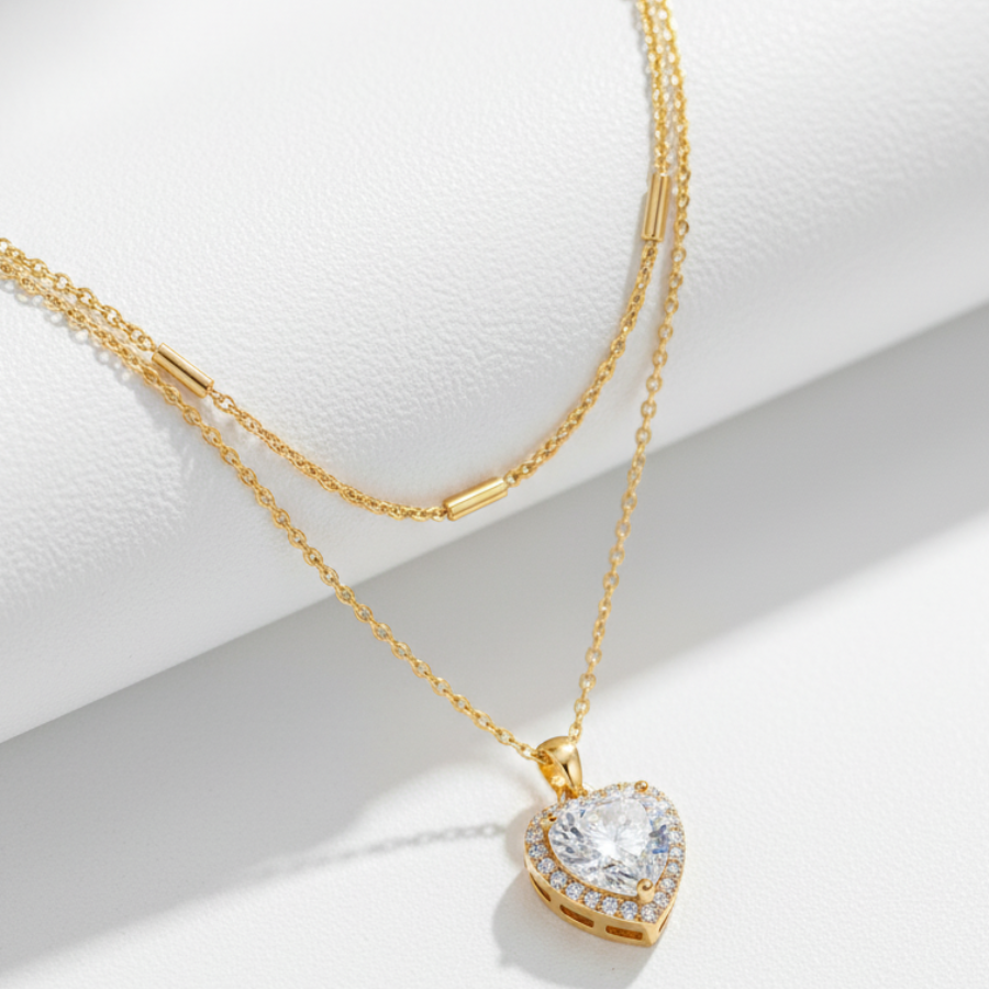 Double Layer Pendant Necklace For Women – Elegant Two Layer Chain Design With Minimal Modern Finish | Premium Eve : 5087100085