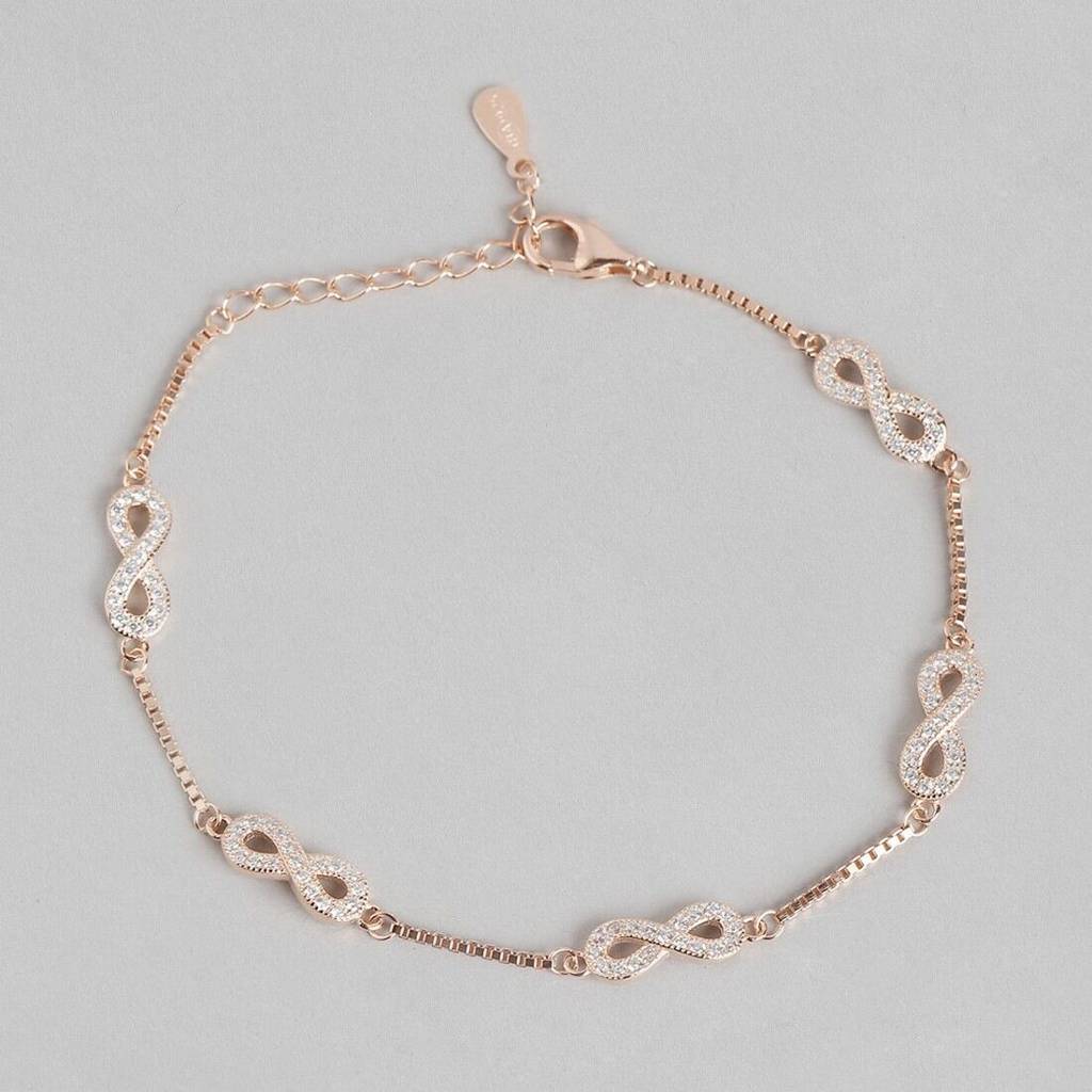 Classy Rose Gold Infinity 925 Silver Bracelet : BR-80078