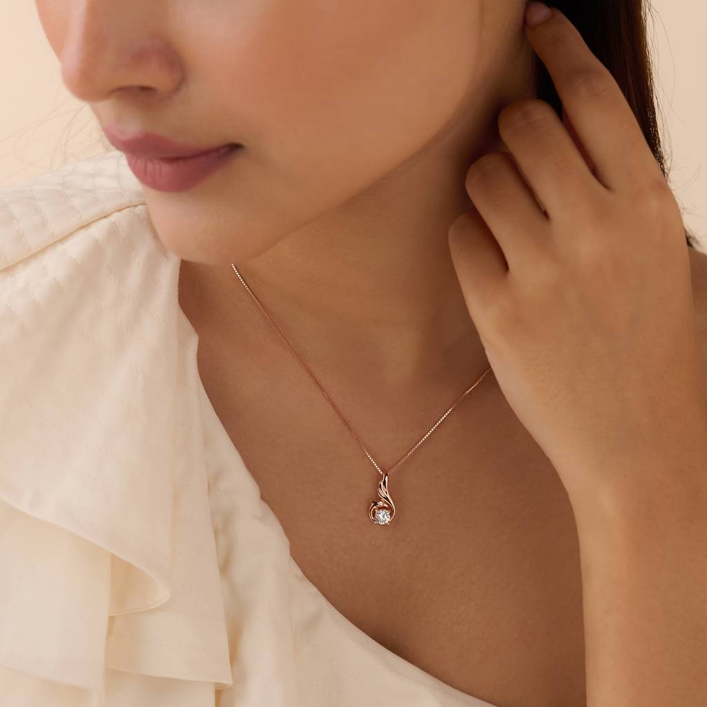 Wings Of The Peacock Rose Gold Plated Necklace : PEN-30257-RG