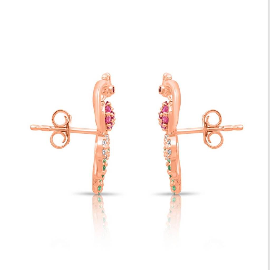 Peacock Glam Rose Gold Plated 925 Sterling Silver Jewellery Set : JS-70202-C-RG