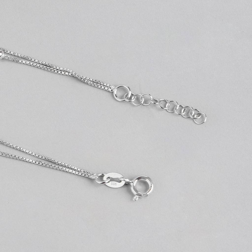 Heartfelt Elegance Rhodium-Plated 925 Sterling Silver Heart Anklet : ANK-60007-PAIR-R