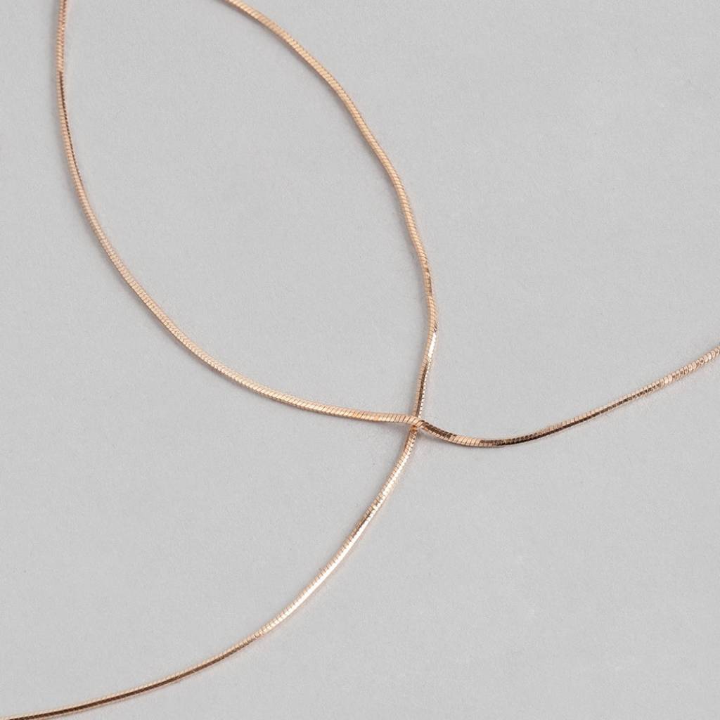 Minimal Snake Chain 925 Sterling Silver Anklet In Rose Gold : ANK-60048-PAIR