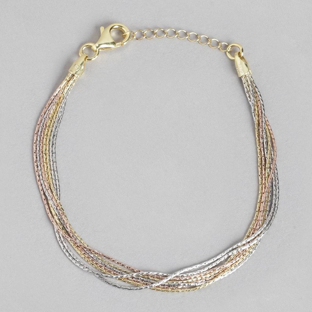 Sevenfold Radiance Triple Tone-Plated 7 Chain 925 Sterling Silver Bracelet : BR-80268-RGRG