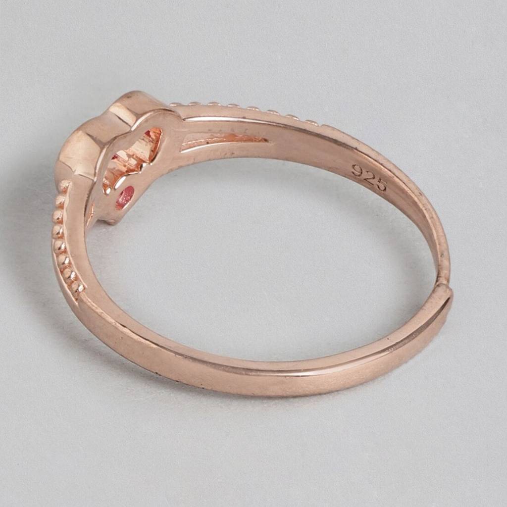 Romantic Love Rose Gold Plated 925 Sterling Silver Ring (Adjustable) : RNG-40153