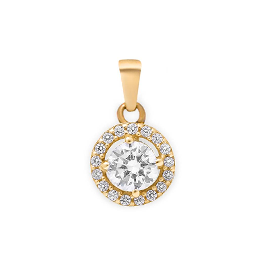 Classic Solitaire Golden Plated 925 Sterling Silver Pendant With Box Chain : PEN-30027