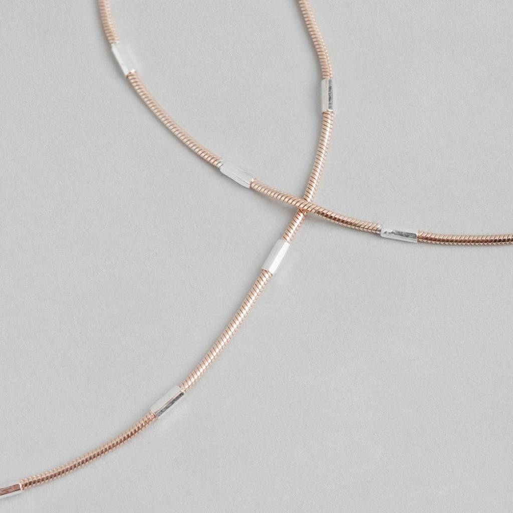 Sensational 925 Silver Snake Anklet In Rose Gold : ANK-60052-PAIR