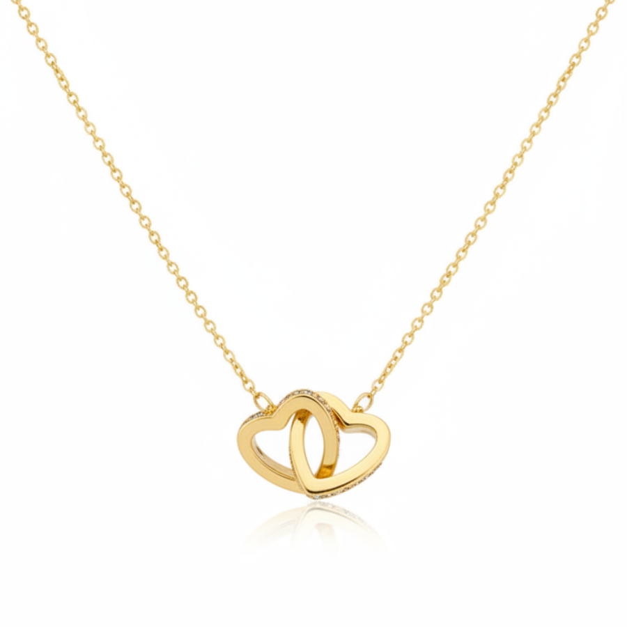 Duo Heart Necklace For Women | Romantic Double Heart Pendant Jewellery : 3213896505