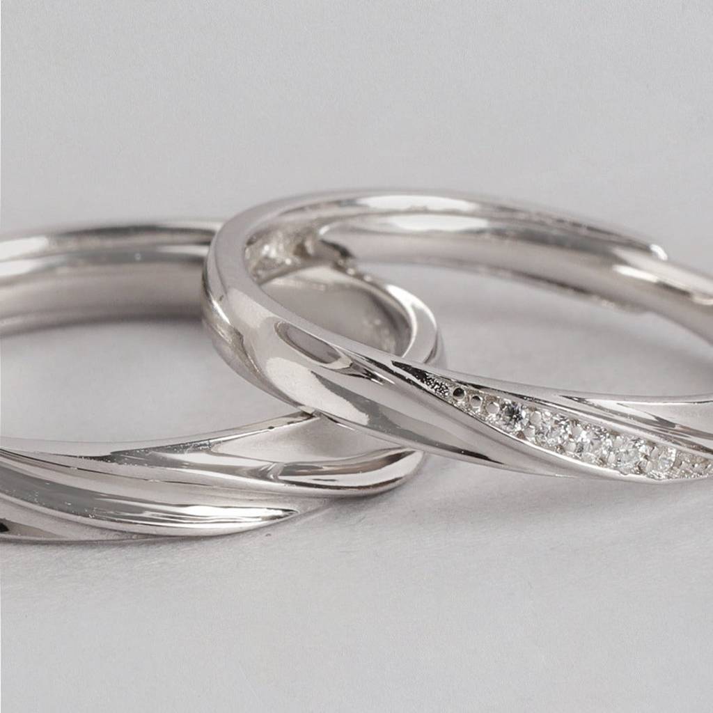 You & Me 925 Sterling Silver Couple Ring (Adjustable) : RNG-40014-CMB