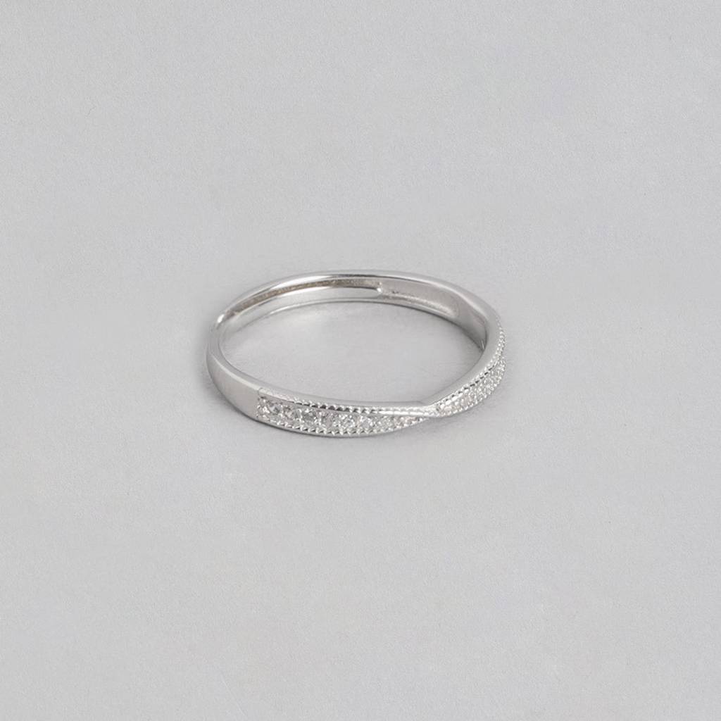 Cz Studded 925 Sterling Silver Women Ring (Adjustable) : RNG-40110