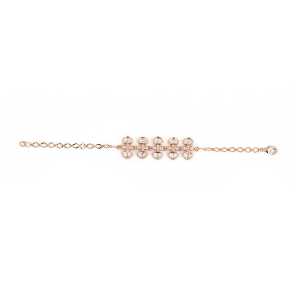 Elegant Gold-Tone Multi-Strand Kundan Bracelet : S24MRBR634GLD