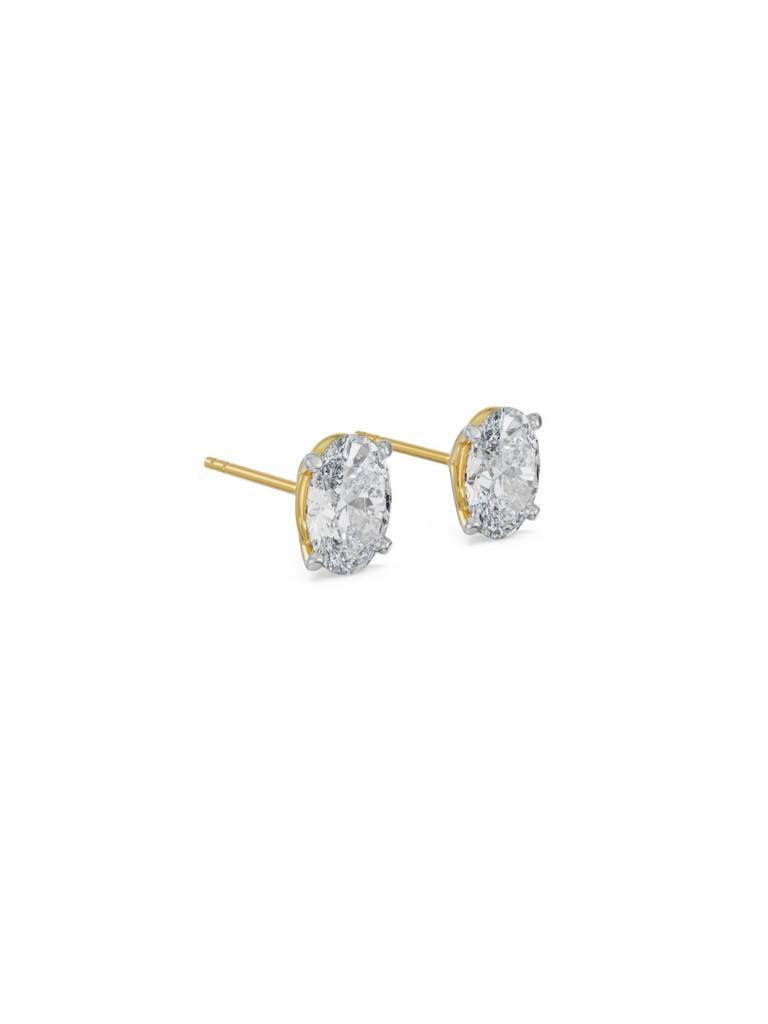 2 Ct Oval Solitaire Lab Grown Diamond Studs : E1061