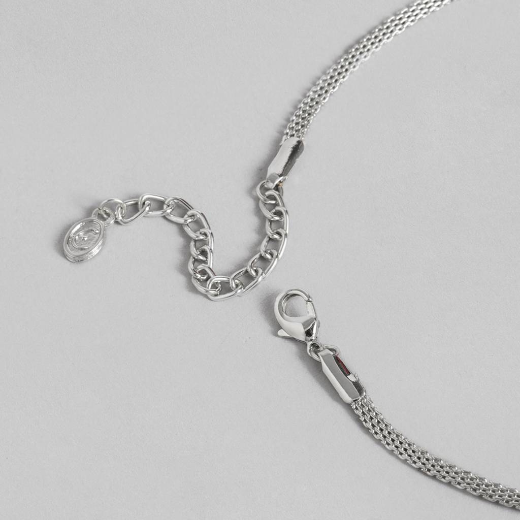 Estele Rhodium Plated Cz Shimmering Necklace Set With Mint Green Crystals For Women : AD-703-IR-MGNKER