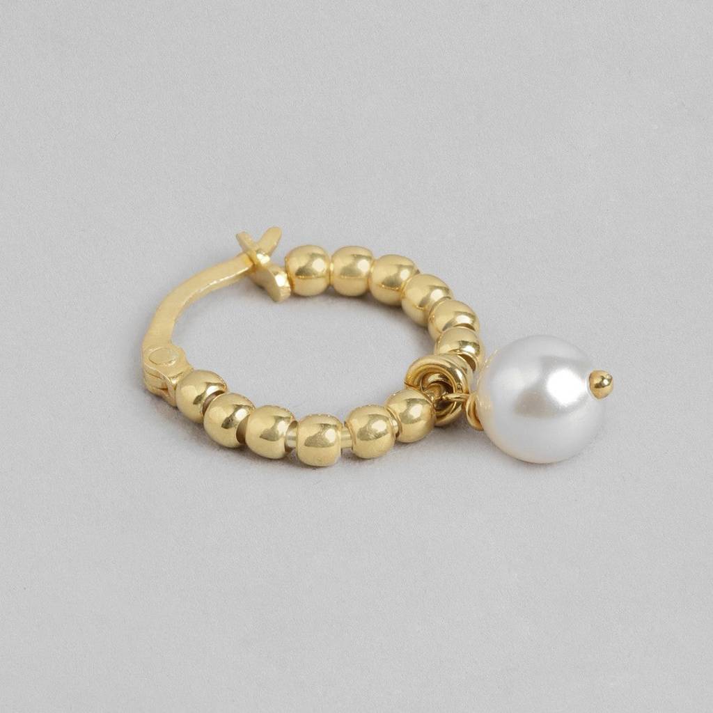 Single Pearl Drop Gold Plated Earring : EAR-20262